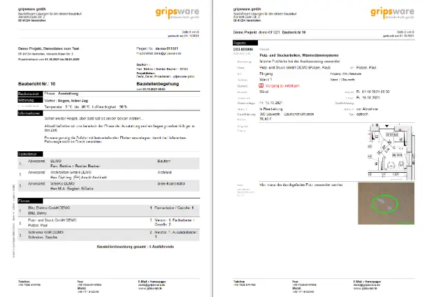 Baustellen Dokumentation mit pro-Report von Gripsware