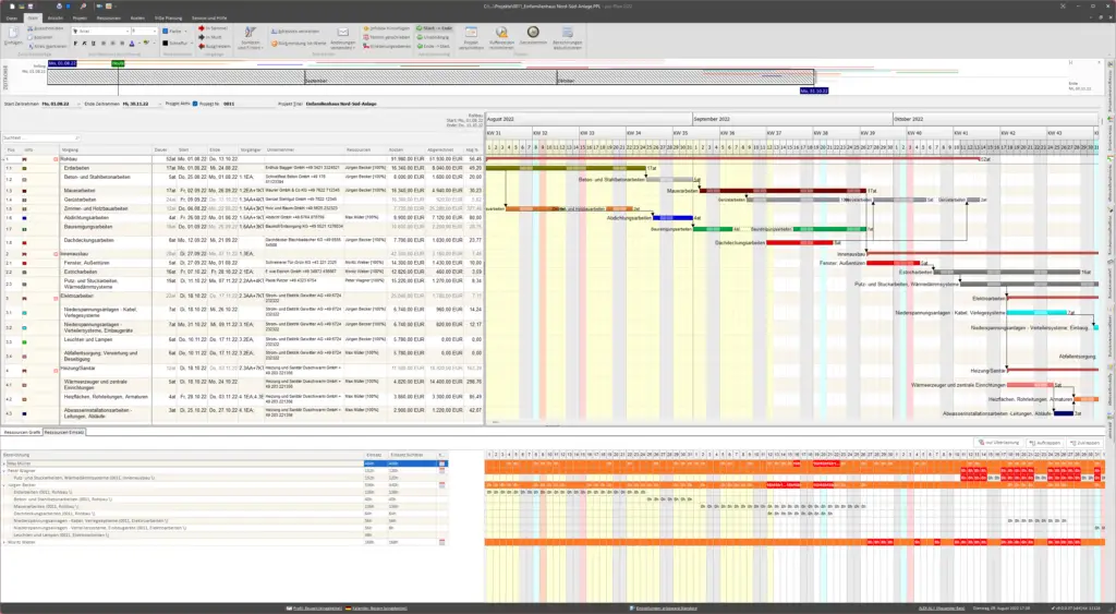 Bauzeitenplan Software von Gripsware