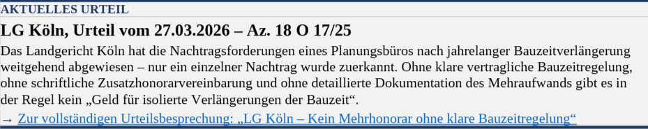Urteilsbesprechung Bauzeitverlängerung